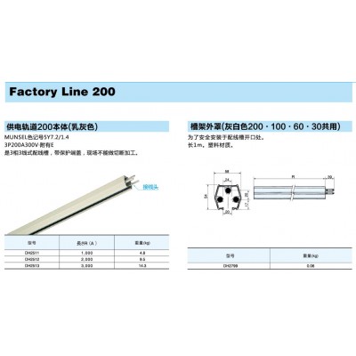 供电轨道200A本体（乳灰色）DH25系列